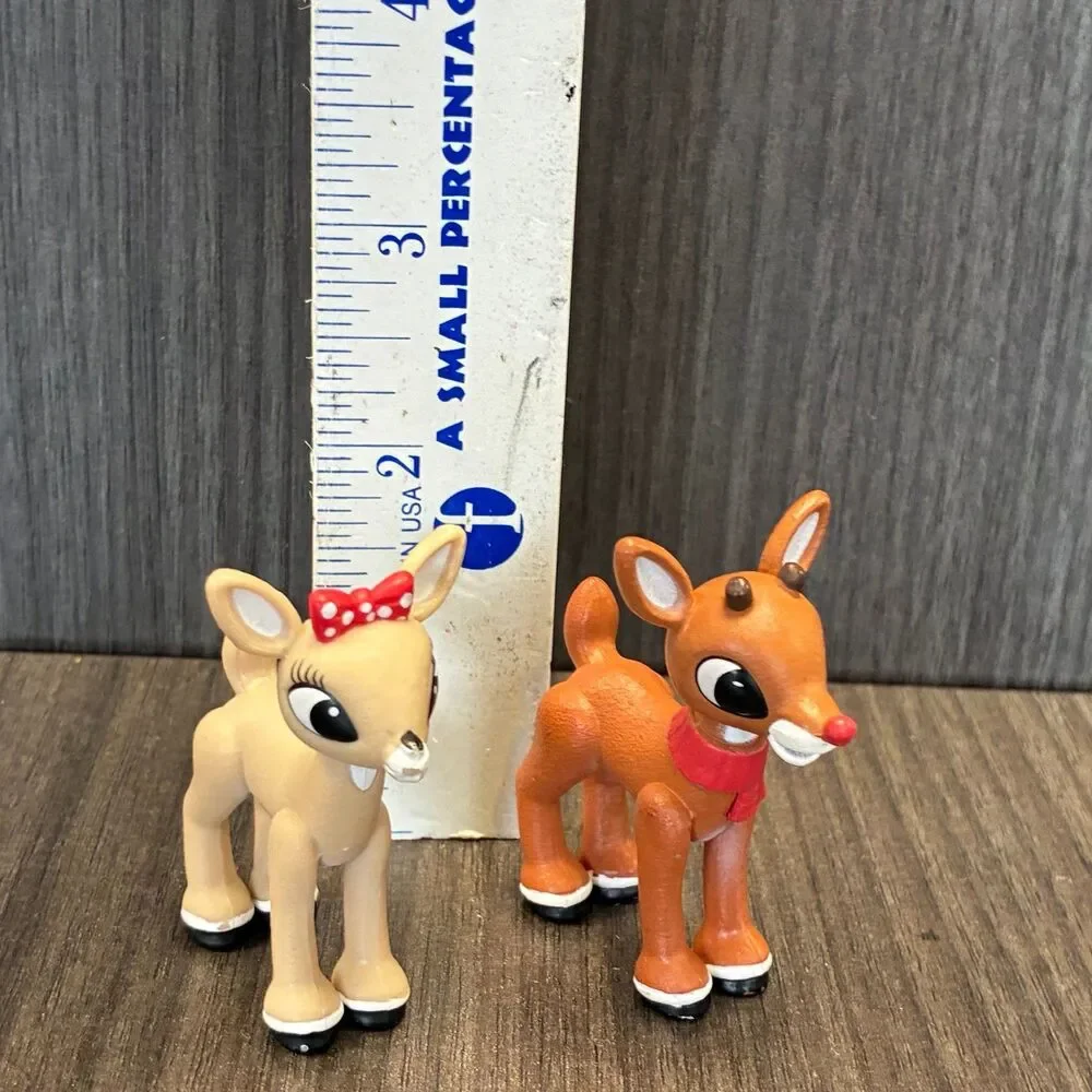 Rudolph & Clarice Reindeer Figures Island of Misfit Toys PVC 2” Christmas